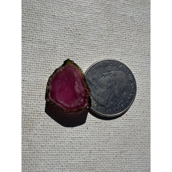 17 cts. Watermelon Tourmaline Natural Crystal Slice - Custom Cabochon #3 - Picture 6 of 6
